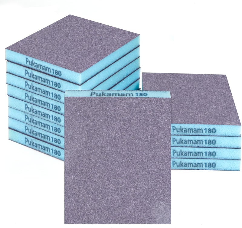 Pukamam 12 Pack Sanding Sponge, Washable and Reusable Sanding Blocks 180 Grit Wet Dry Sand Paper for Wood Drywall Metal Furniture - Image 1